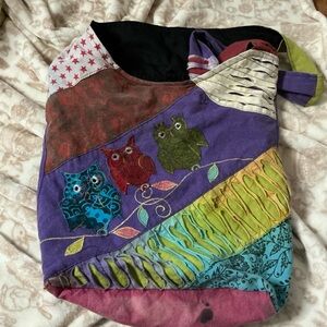 Colorful Owl Patchwork Tote Bag